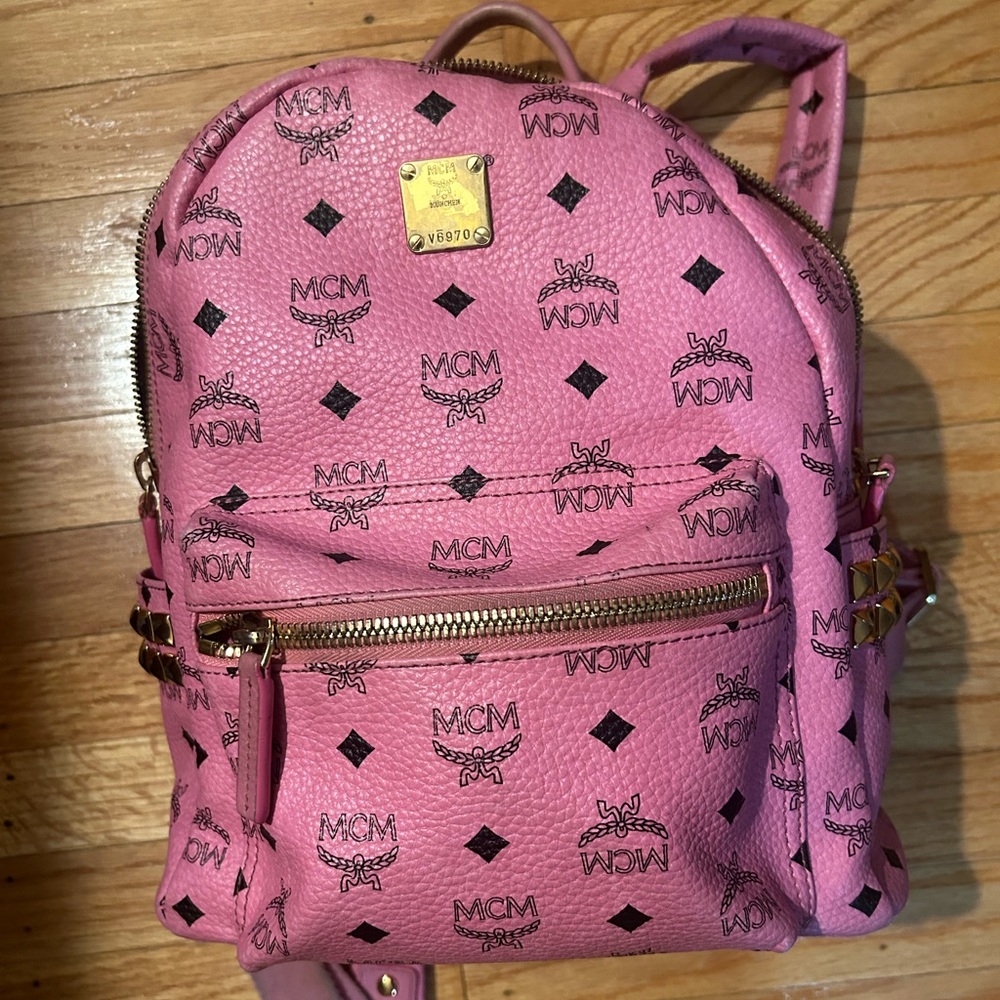 MCM pink backpack.